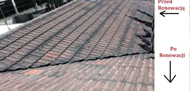 Dachówka ceramiczna przed renowacją — zniszczona i brudna